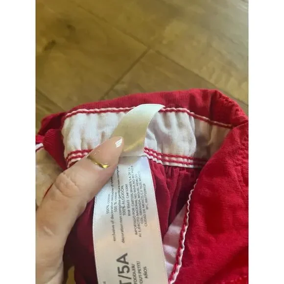 Vintage Girls Babies Red Corduroy Oshkosh Overall Skirt Size 5T Red​​​​ - Picture 5 of 6